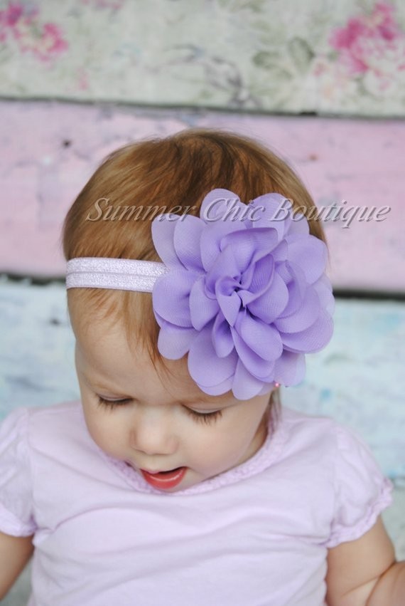 Bellazaara Lilac Lotus Chiffon Flowers Headband - Kids Headbands ...