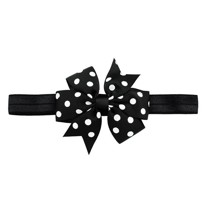 Black and White Polka Dotted ribbon Bow Headband - Latest Hair Accessories