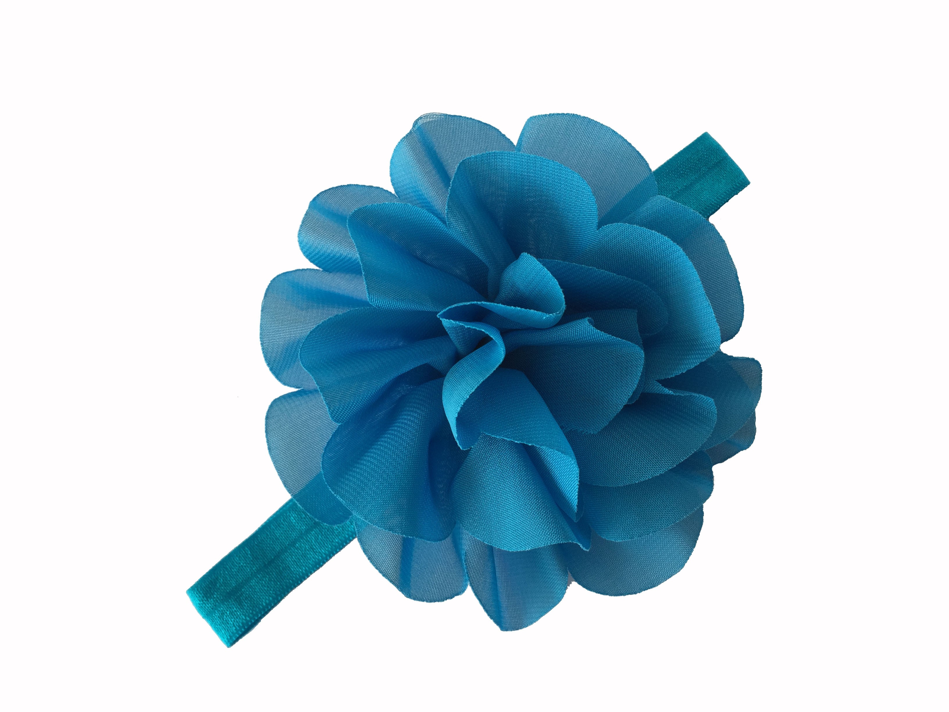 Bellazaara Blue Chiffon Silk Flowers Soft Stetch Headband Baby Girl  
