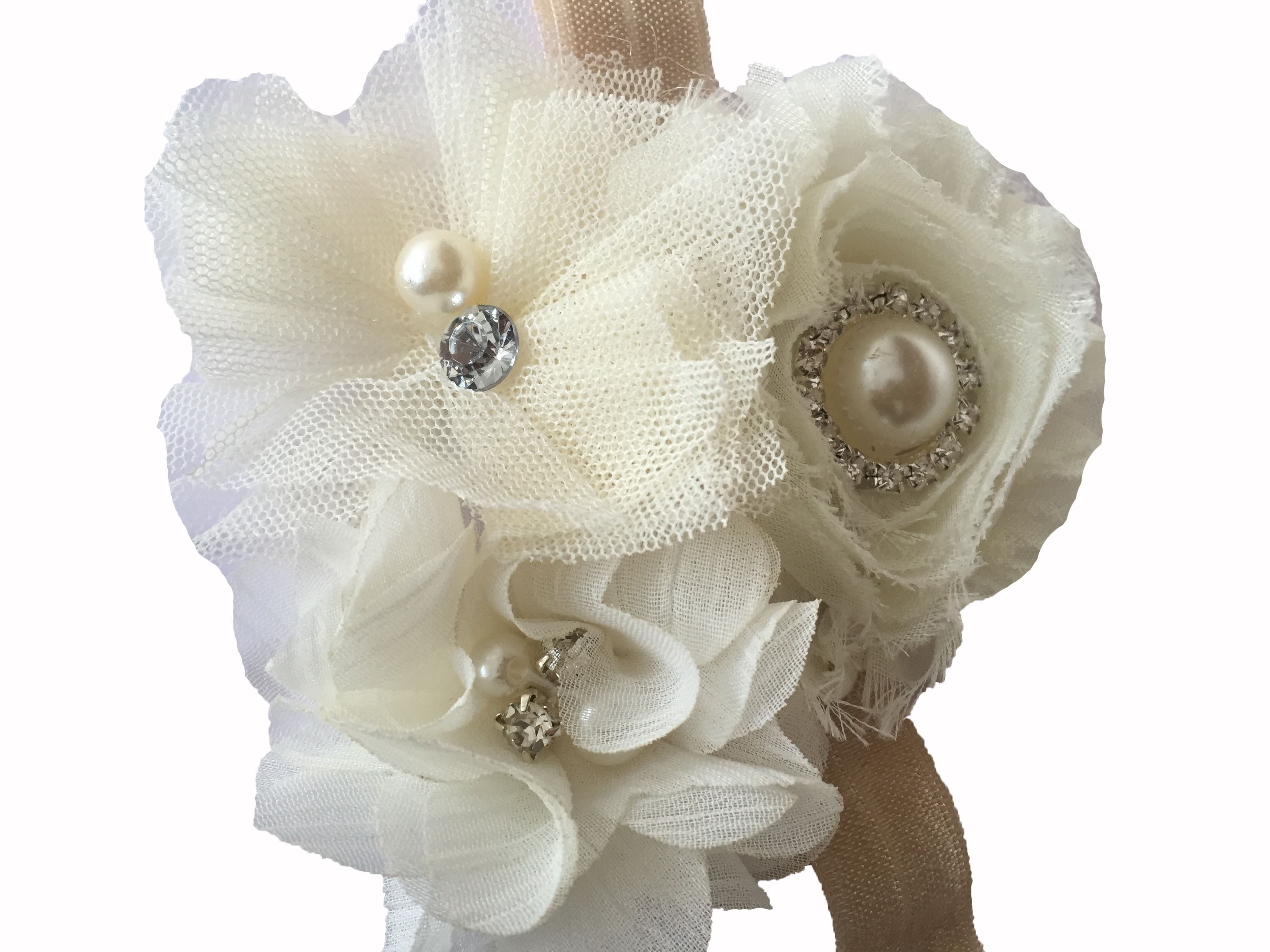 Bellazaara Ivory Dressy  Baby Girl Headband chiffon  Rose Flower with Pearls