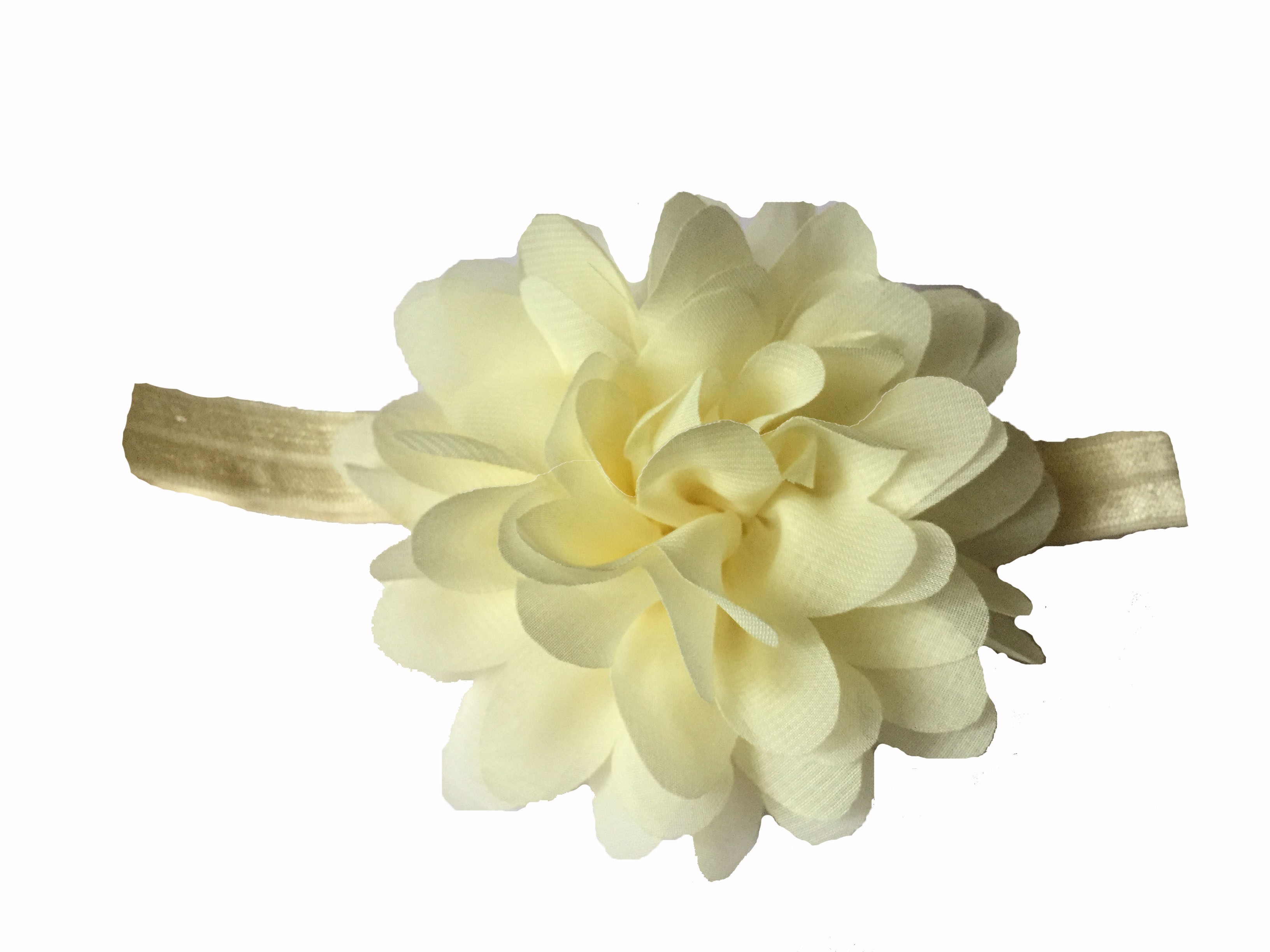 Bellazaara Ivory Lotus Chiffon Flowers Headband