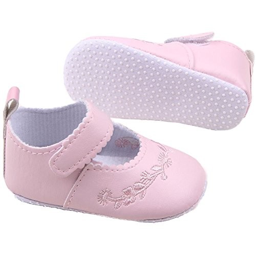 "Bellazaara Baby Girl's  Pink Dress Shoe  Infant Pink Pre-walker Mary Jane crib Shoe (0-6 Months)"