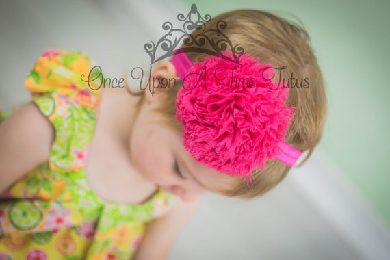 Be;llazaara Vintage Baby Girl Fushia Pink Chiffon Shabby Flower Headband 