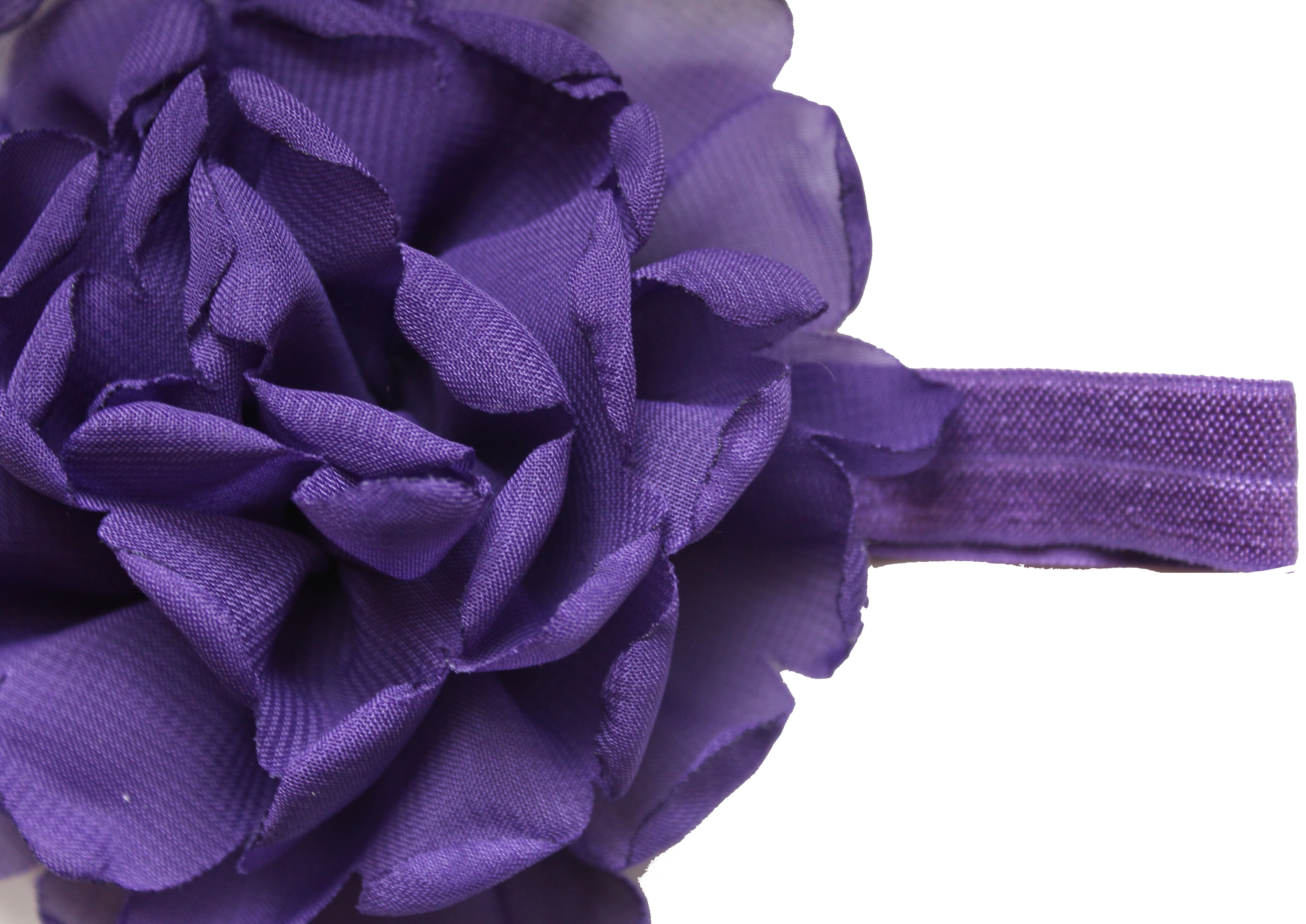 Bellazaara Purple Chiffon Ruffled Flowers with Burned Edges Headband
