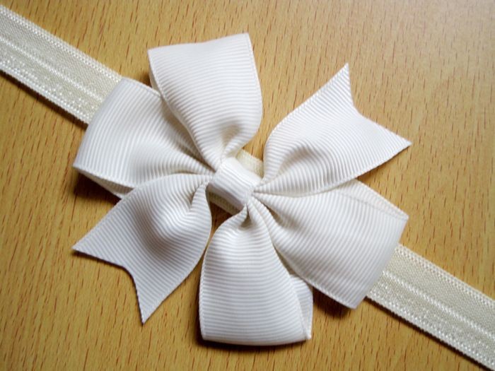 White Satin Ribbon Bow Headband