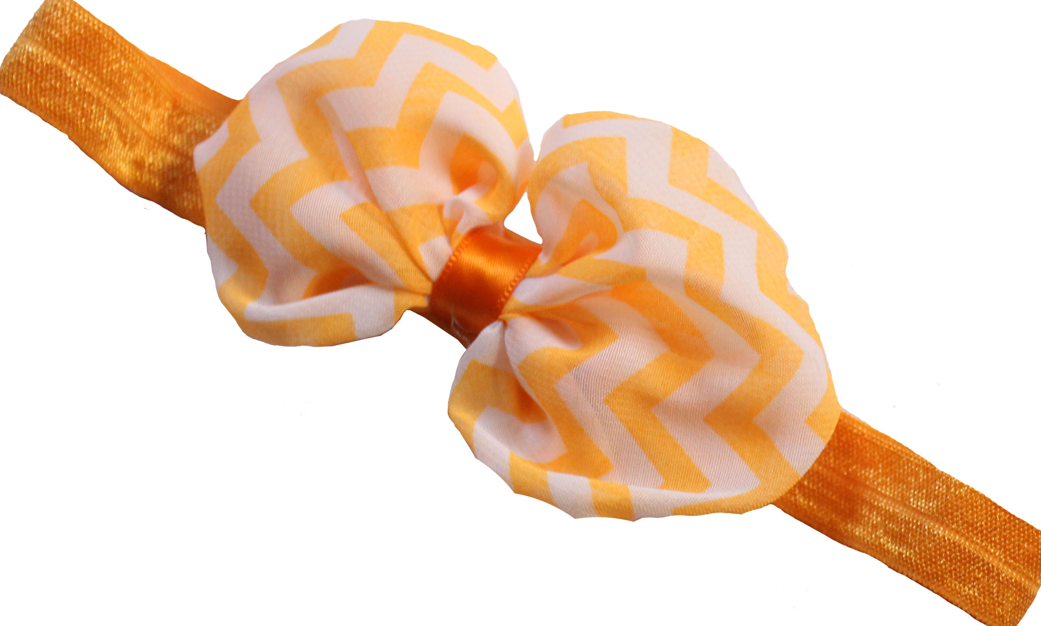 Bellazaara Orange Chevron Wave Print  Chiffon Bow Headband