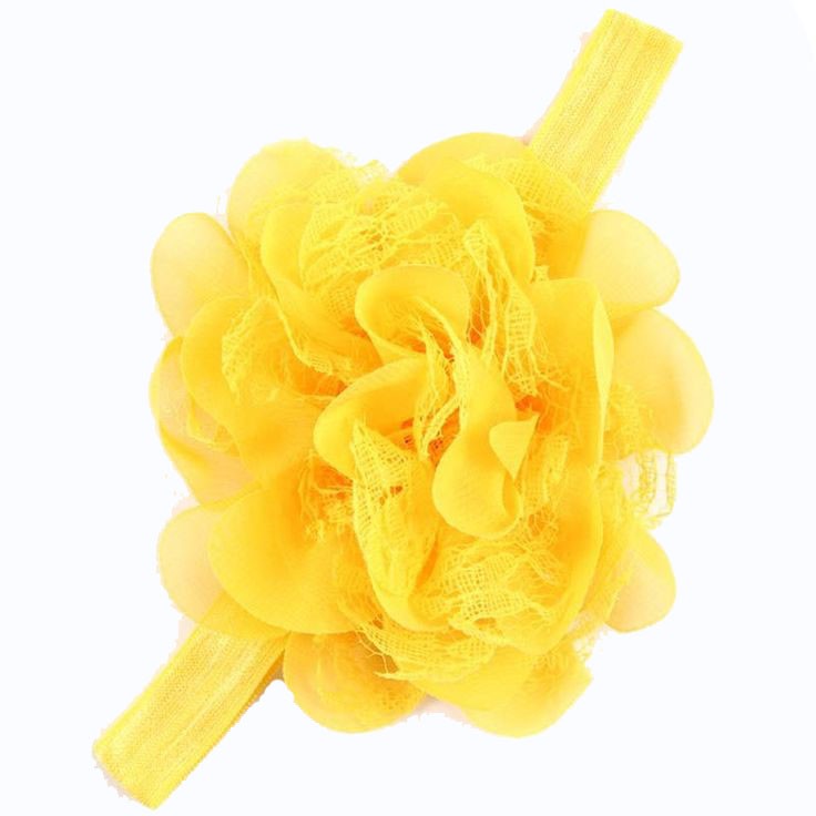 BELLAZAARA Baby Cute  Yellow  Rose  Chiffon lace flower headbands hair accessories