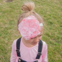 Bellazaara  Baby Girl Christeneing  Big Flower Pink  Lace  Headband 