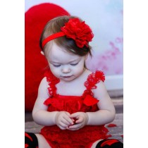 Bellazaara  Baby Girl Christening Big Flower Red Lace Headband