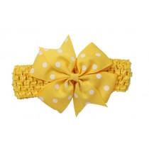 Bellazaara Yellow Polka Dot Bowknot on wide Crochet Headband
