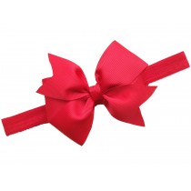  Red Satin Ribbon Bow Headband :Red