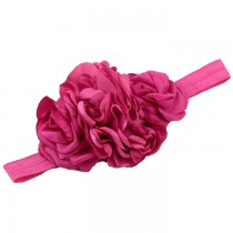 Bellazaara triple Satin Rose Peony Layered Burnt edge Fushia Pink Flower Headband