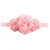 Bellazaara triple Satin Rose Peony Layered Burnt edge  Light Pink Flower Headband
