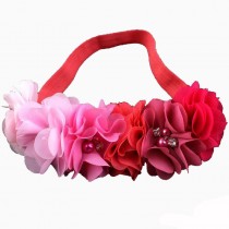 Bellazaara Pink Rainbow coloured 6 chiffon  flower with rhinestone Baby Girl Headband