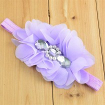 Bellazaara LIlac Chiffon Flower with Crystal baby headband