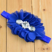 Bellazaara Navy Blue  Chiffon Flower with Crystal baby headband