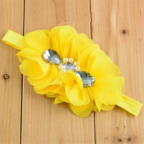 Bellazaara Yellow Chiffon Flower with Crystal baby headband