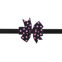  Black and Pink Polka Dotted ribbon Bow Headband