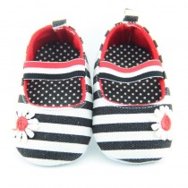 Bellazaara  Baby Girls Flower Cotton Shoes Soft Soled Striped Crib Shoes (0-6 Months)