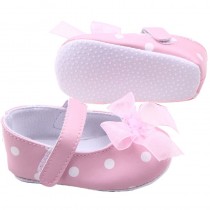 Bellazaara Cotton Pink Polka dotted Soft Bottom  crib shoe