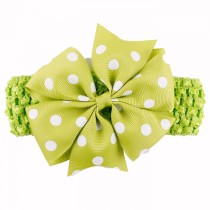 Bellazaara Green Polka Dot Bowknot on wide Crochet Headband