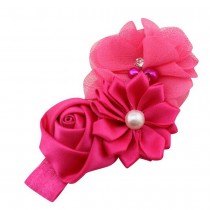 Bellazaara Pink Satin Ribbon Flower Headband 