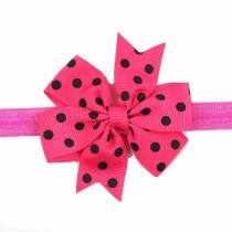 Pink and black Polka Dotted ribbon Bow Headband