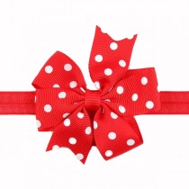 Red and White Polka Dotted ribbon Bow Headband