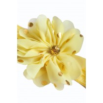 Bellazaara  Yellow Gold Polka Dots Large Chiffon Flower headband