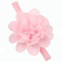 Bellazaara Light Pink Chiffon Silk Flowers Soft Stetch Headband Baby Girl  