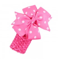 Bellazaara Pink Polka Dot Bowknot on wide Crochet Headband
