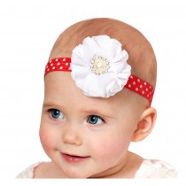 Bellazaara Vintage  Chiffon flower with rhinetone on Printed heart Ribbon Baby Headband