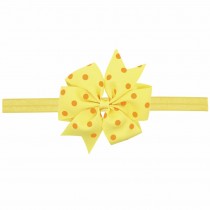 Yellow and Orange Polka Dotted ribbon Bow Headband